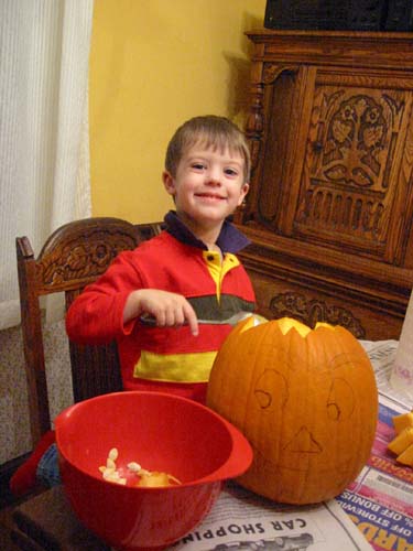 Carving the pumpkin